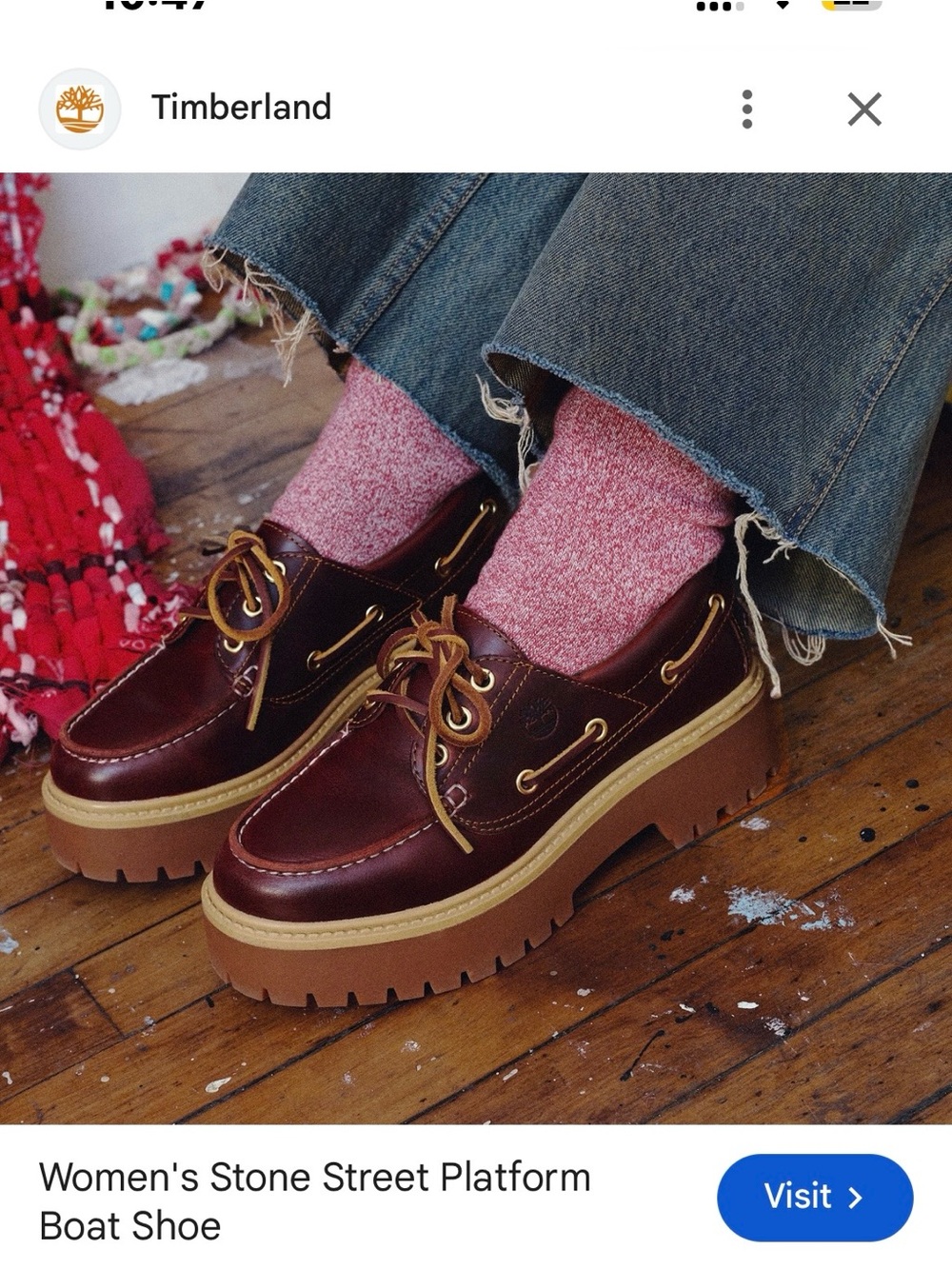 Timberland Women’s Chestnut Leather Boat Shoes with Tan Laces